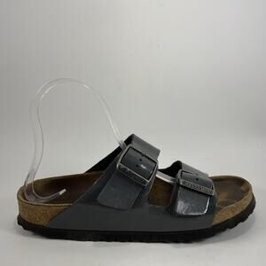 Birkenstock Arizona Slide Sandals Women Size 38 US 7-7.5 Gray Patent Leather